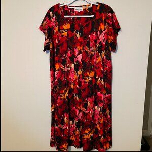 Shelby& Palmer Dress Plus 1X Printed Knee Length Short Sleeves